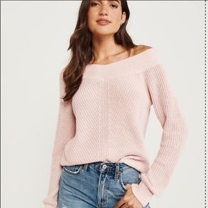 Off the shoulder pink Abercrombie cozy sweater